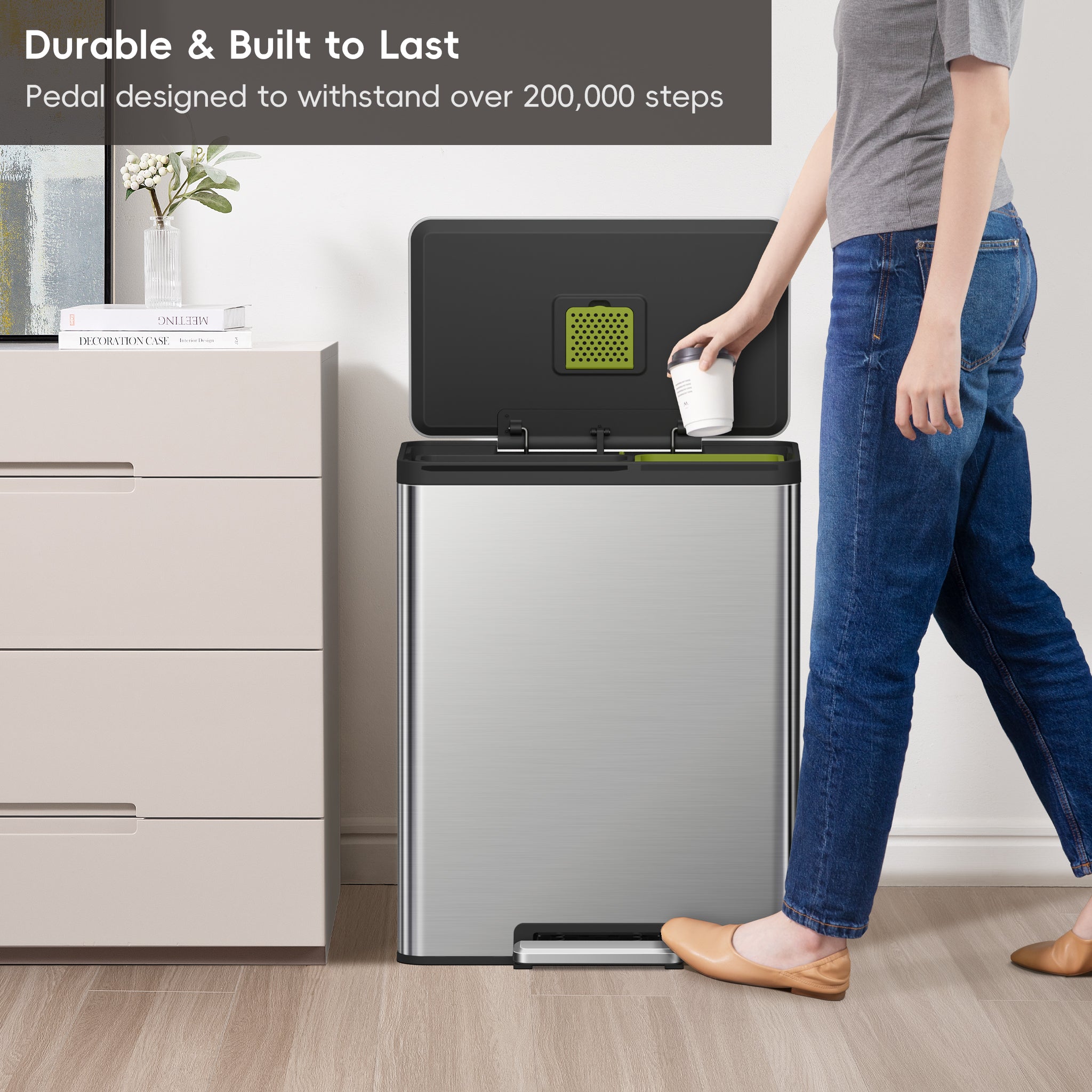 EcoCasa II Step Recycling Can - Dual Compartment 36L+24L – Home by EKO