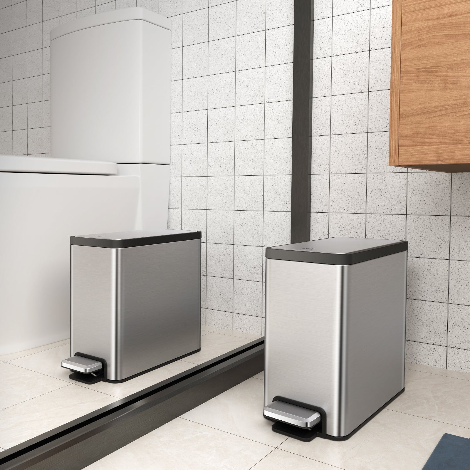 EcoCasa II Slim Step Can with Liner 2 Pack Combo Set – 6L / 1.6 Gal