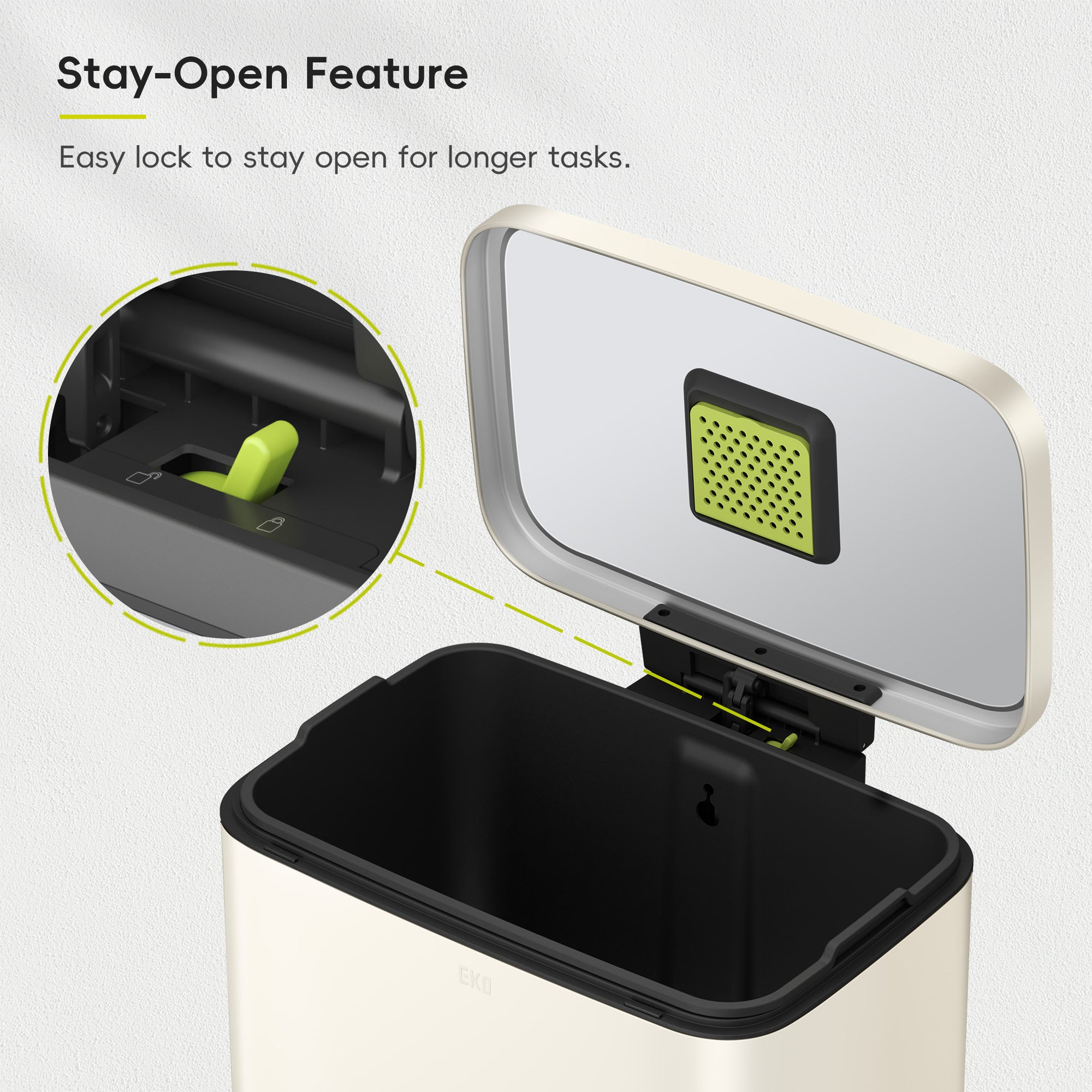 Madison Vanilla Steel 50 Liter/13.2 Gallon Step Trash Can with Inner Liner