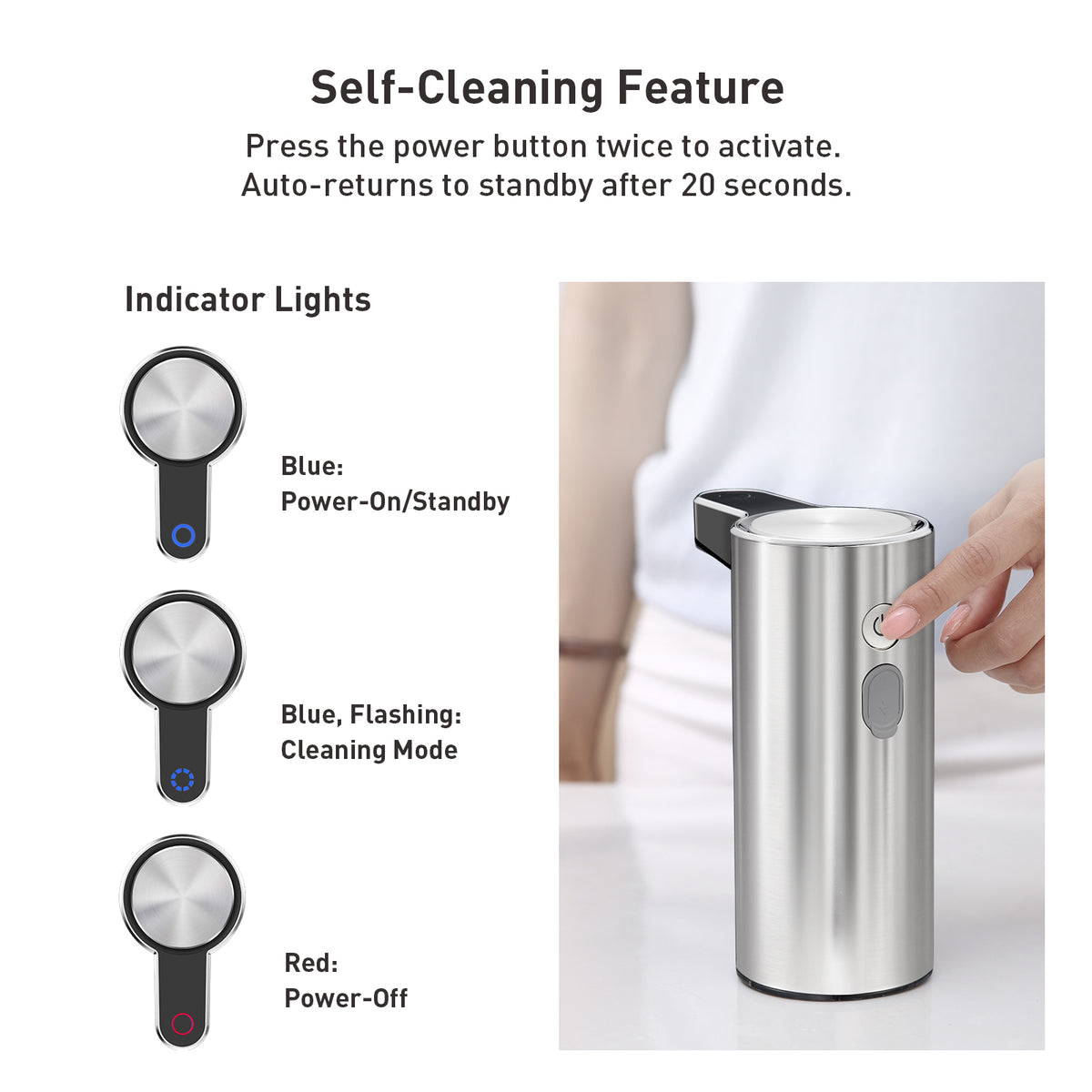 EKO Deluxe Aroma Smart Liquid Soap Dispenser - Stainless Steel – Self-Cleaning Feature