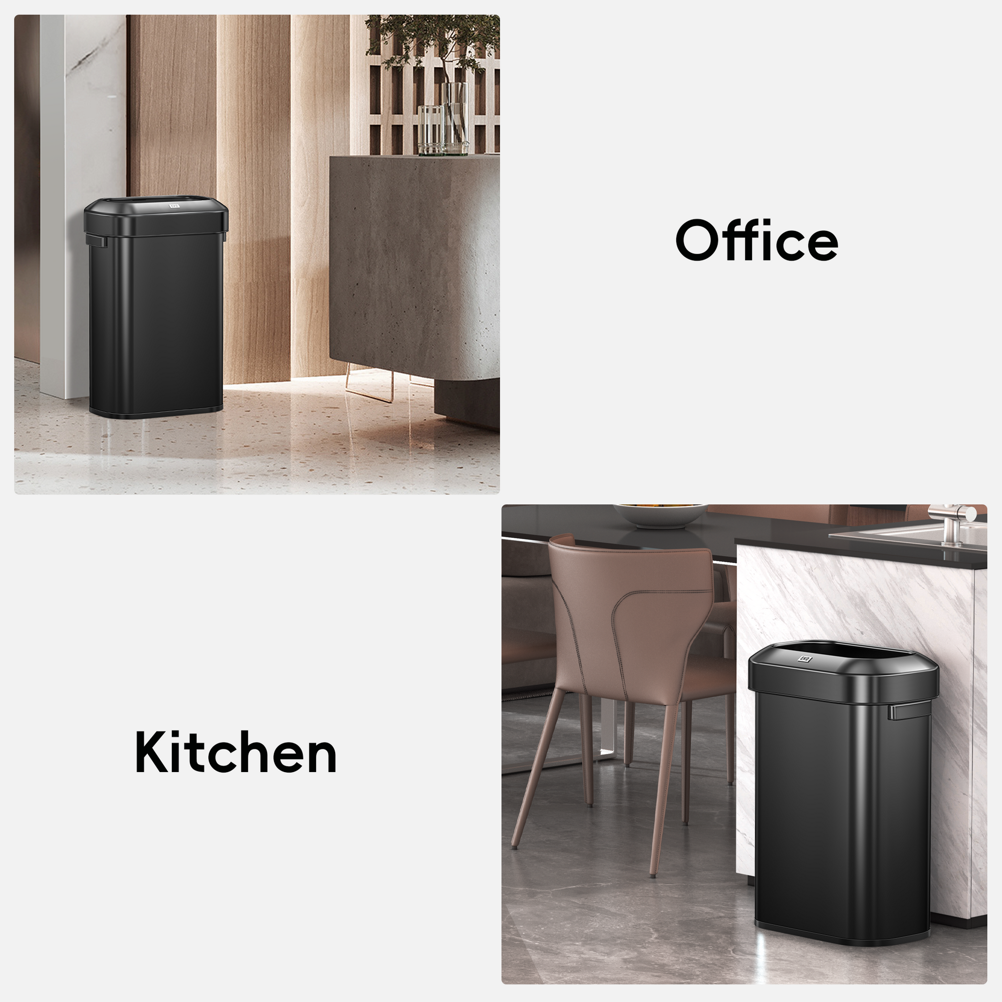 Urban Slim Open Top Can Commercial Grade - 60L / 16 Gal-Matte Black