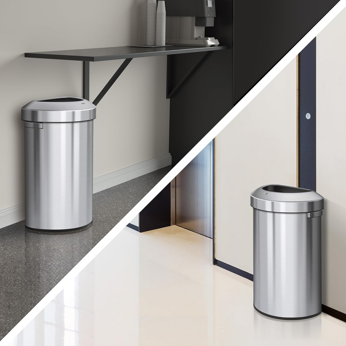 Urban Semi-Round Open Top Trash Can