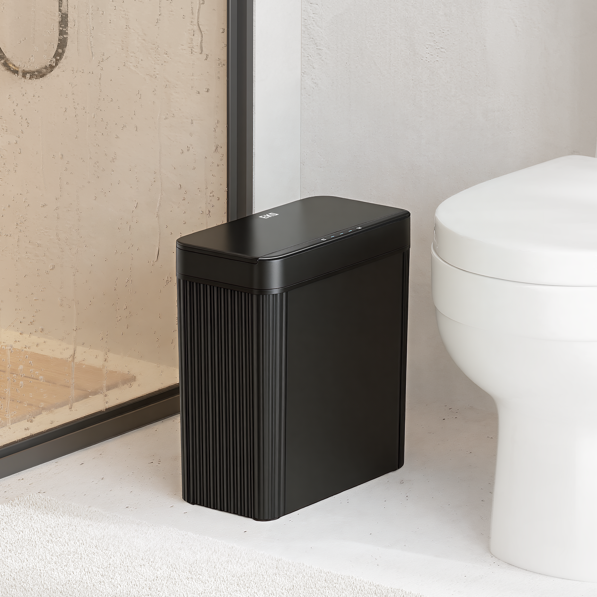 Brio 10L / 2.6 Gallon in Black Compact Design Motion Sensor Trash Can