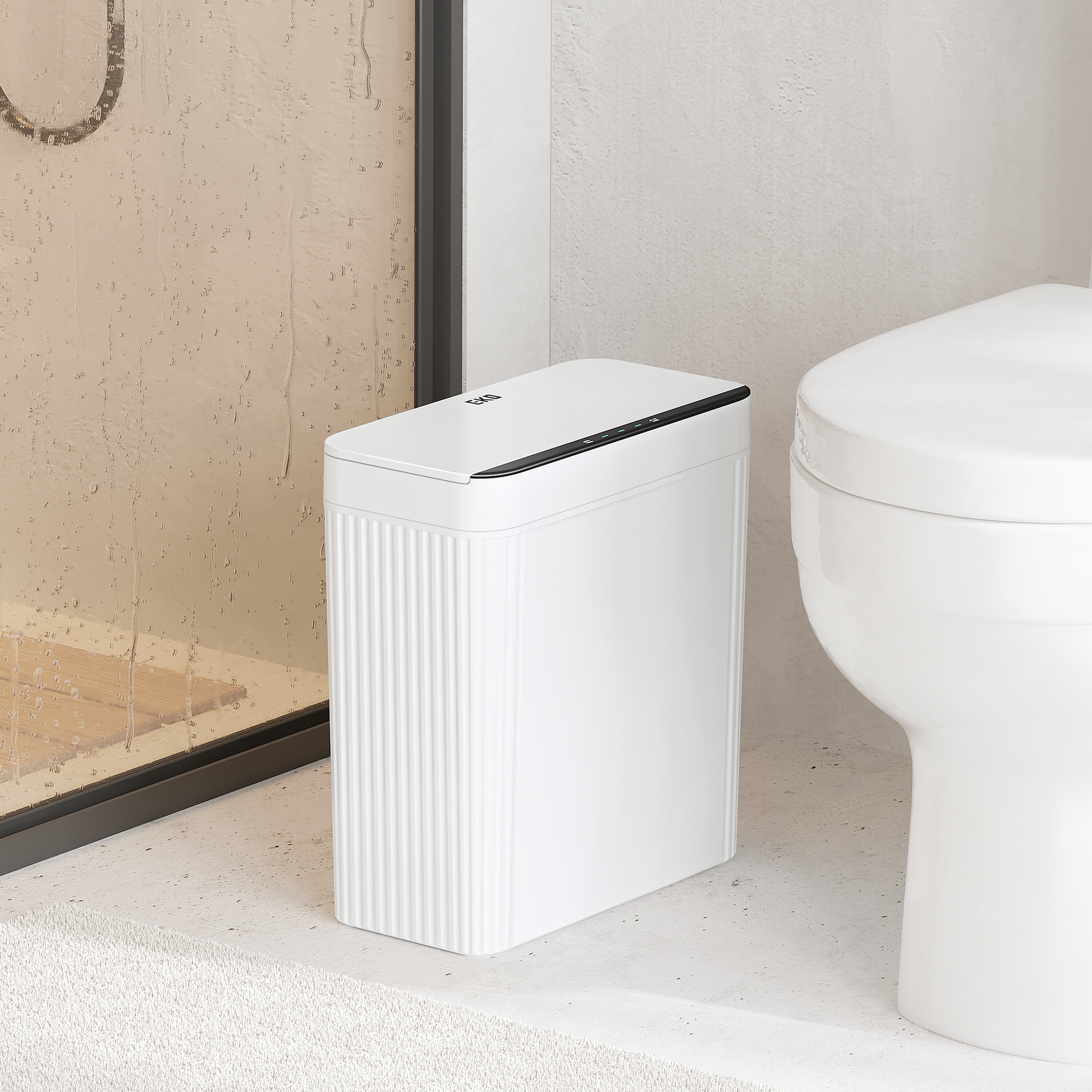 Brio 10L / 2.6 Gallon in White Compact Design Motion Sensor Trash Can
