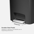 EKO Trash Can Featuring Durable Steel Pedal. Designed to withstand over 200,000 uses for long-lasting performance.