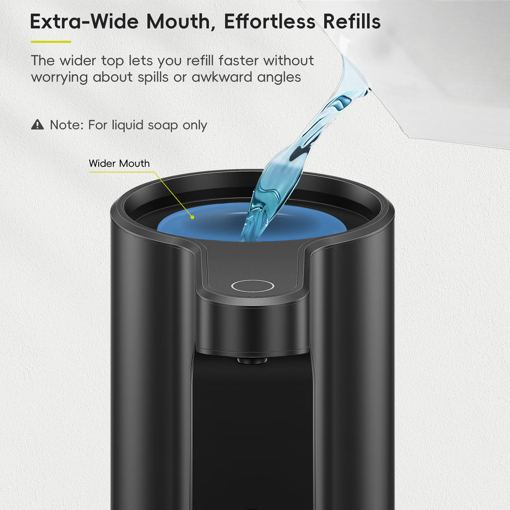 EKO Aroma Pro 13.5 fl oz Touchless Automatic Liquid Soap Dispenser-Matte Black – Extra-Wide Mouth, Effortless Refills