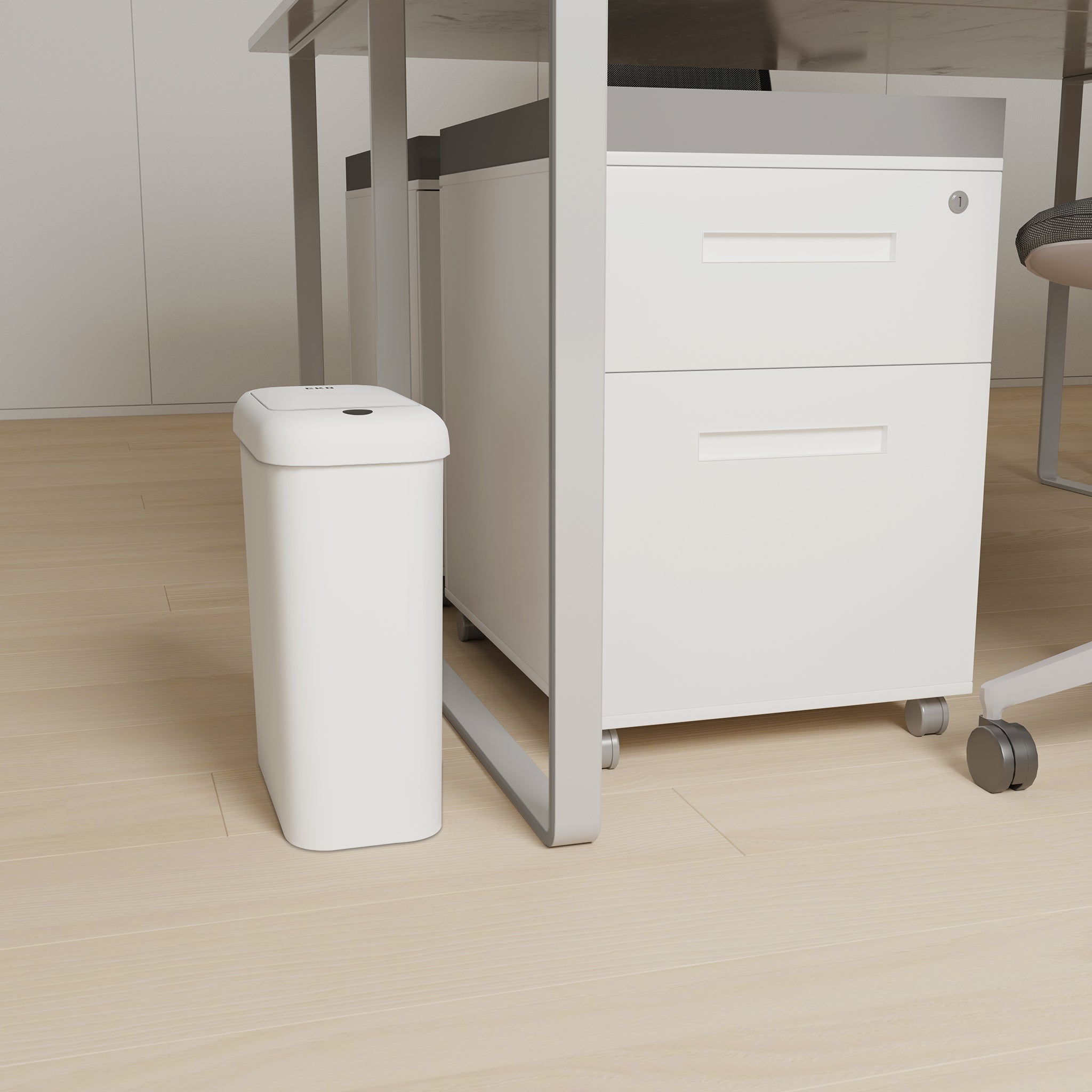 Morandi Slim Bathroom Trash Can - 10L /2.6 Gallon - White