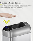 Astro  10L / 2.6 Gallon Slim Sensor Trash Can with Butterfly Lid-Matte Stainless Steel