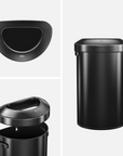 Urban Semi-Round Open Top Can Commercial Grade – 60L / 16 Gal-Matte Black