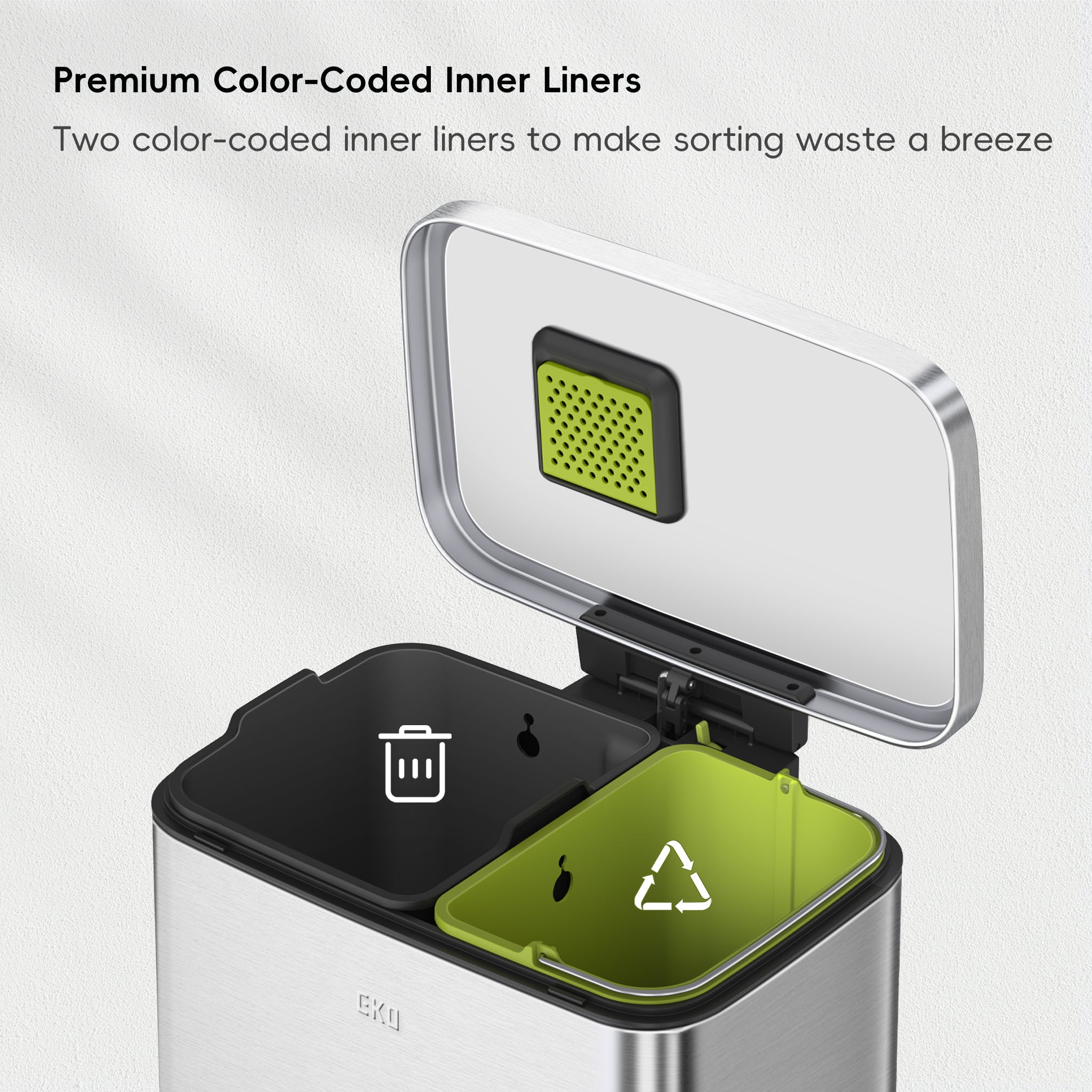 Madison 25L+20L Dual Step Trash Can - Brushed Stainless – Home by EKO