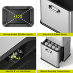 Vintage Dual Compartment Motion Sensor Trash Can, 32+18 L