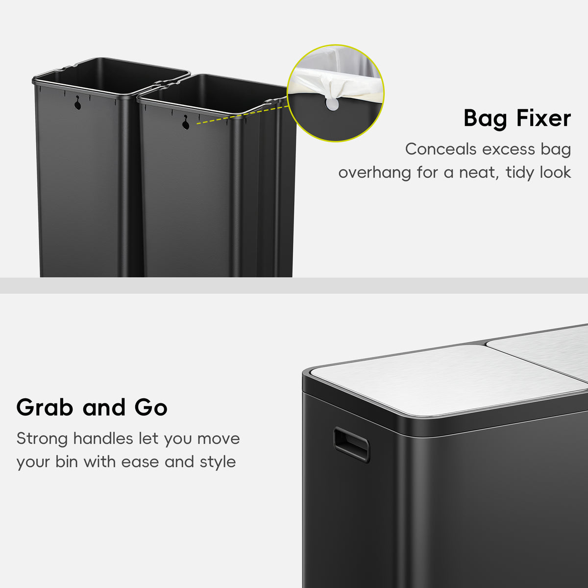 EcoCasa Plus Dual Recycling Trash Can, 40+40 L
