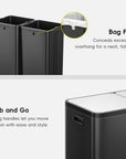 EcoCasa Plus 2 x 10.6 Gal Dual Recycling Trash Can for Kitchen-Matte Black