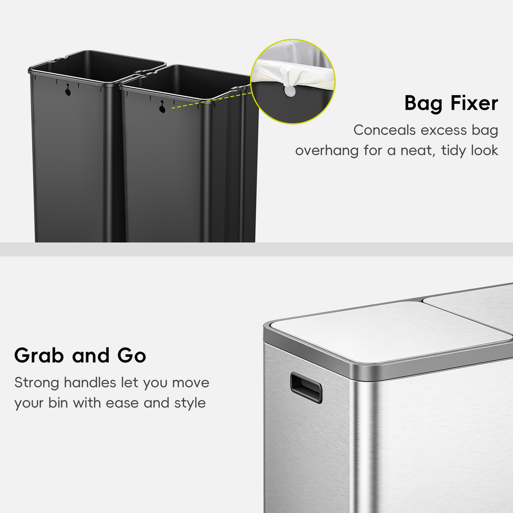 EcoCasa Plus Dual Recycling Trash Can, 40+40 L
