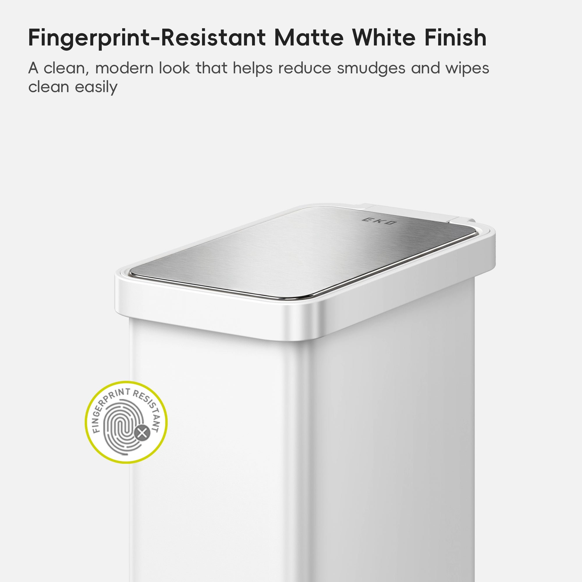 Hudson Slim 50 Liter / 13 Gallon Matte White Step Trash Can with Lid