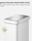 Hudson Slim 50 Liter / 13 Gallon Matte White Step Trash Can with Lid