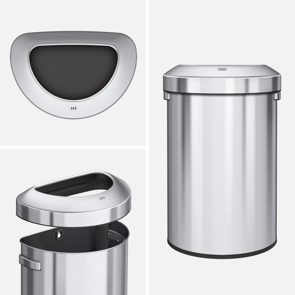 Urban Semi-Round Open Top Trash Can