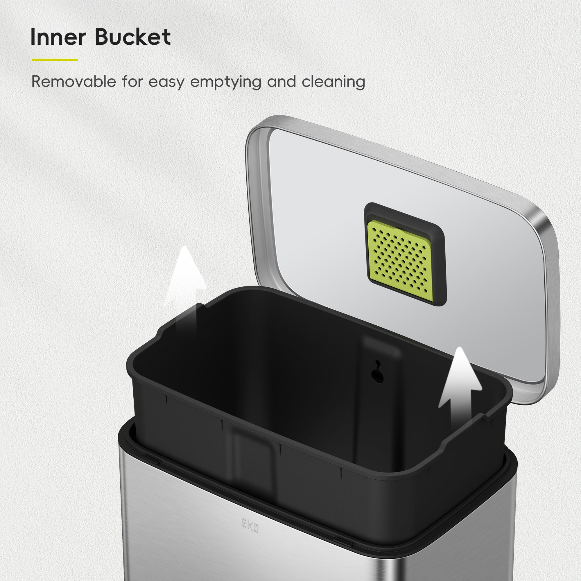 Madison Step Can with Liner – 50L / 13.2 Gal – Matte Stainless Steel