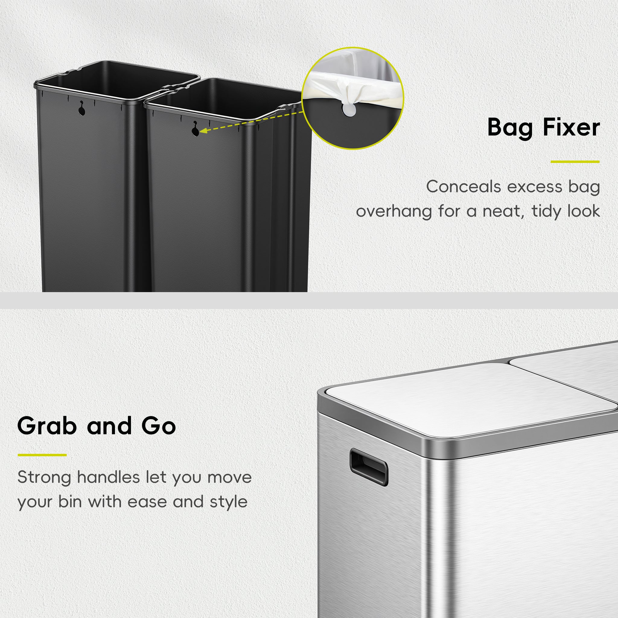 EcoCasa Plus 2 x 10.6 Gal Dual Recycling Trash Can for Kitchen