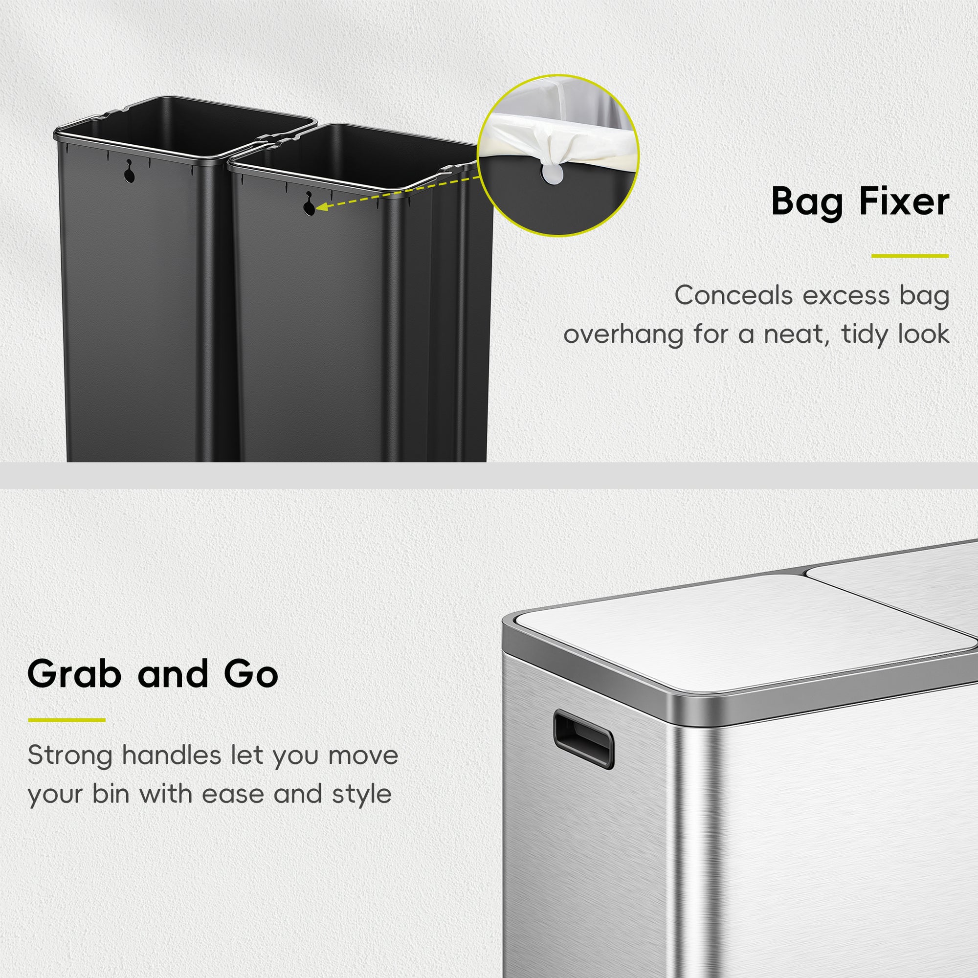 EcoCasa Plus 2 x 10.6 Gal Dual Recycling Trash Can for Kitchen