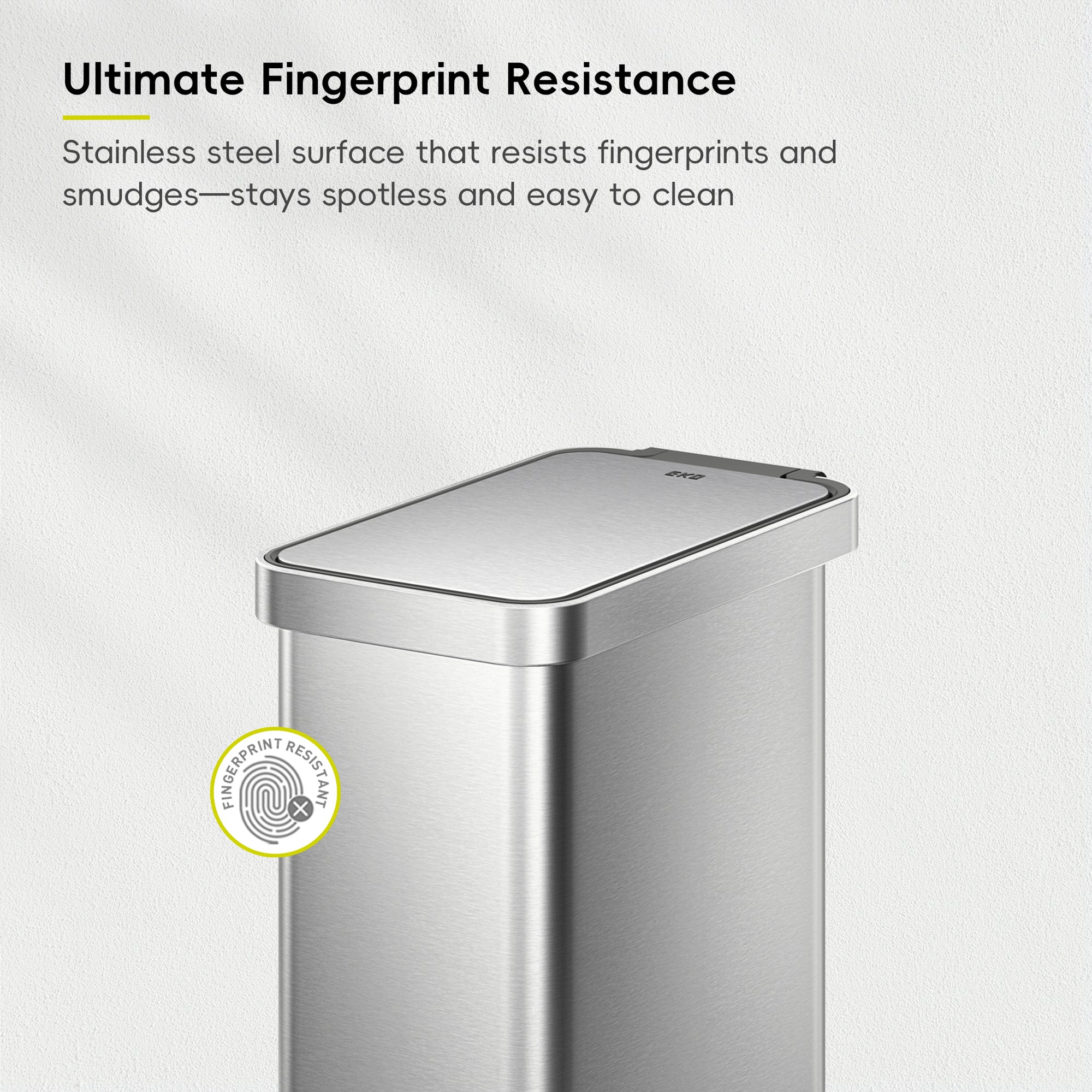 Hudson Slim 50L / 13.2 Gallon Matte Stainless Steel Kitchen Step Trash Can with Lid