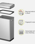 Deluxe Mirage-T 50 Liter / 13 Gallon Motion Sensor Can - Matte Stainless Steel