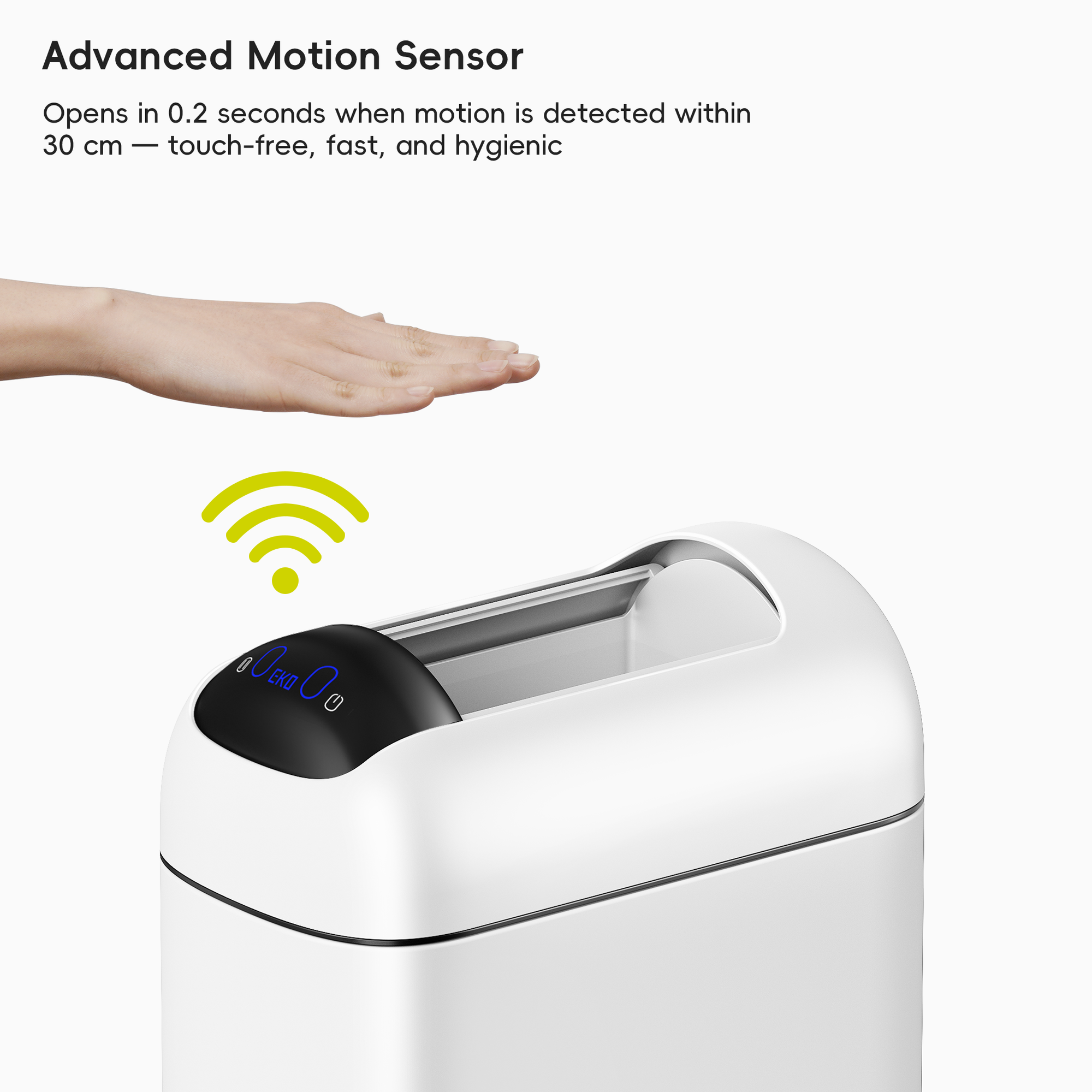 Astro  10L / 2.6 Gallon Slim Sensor Trash Can with Butterfly Lid-Matte White