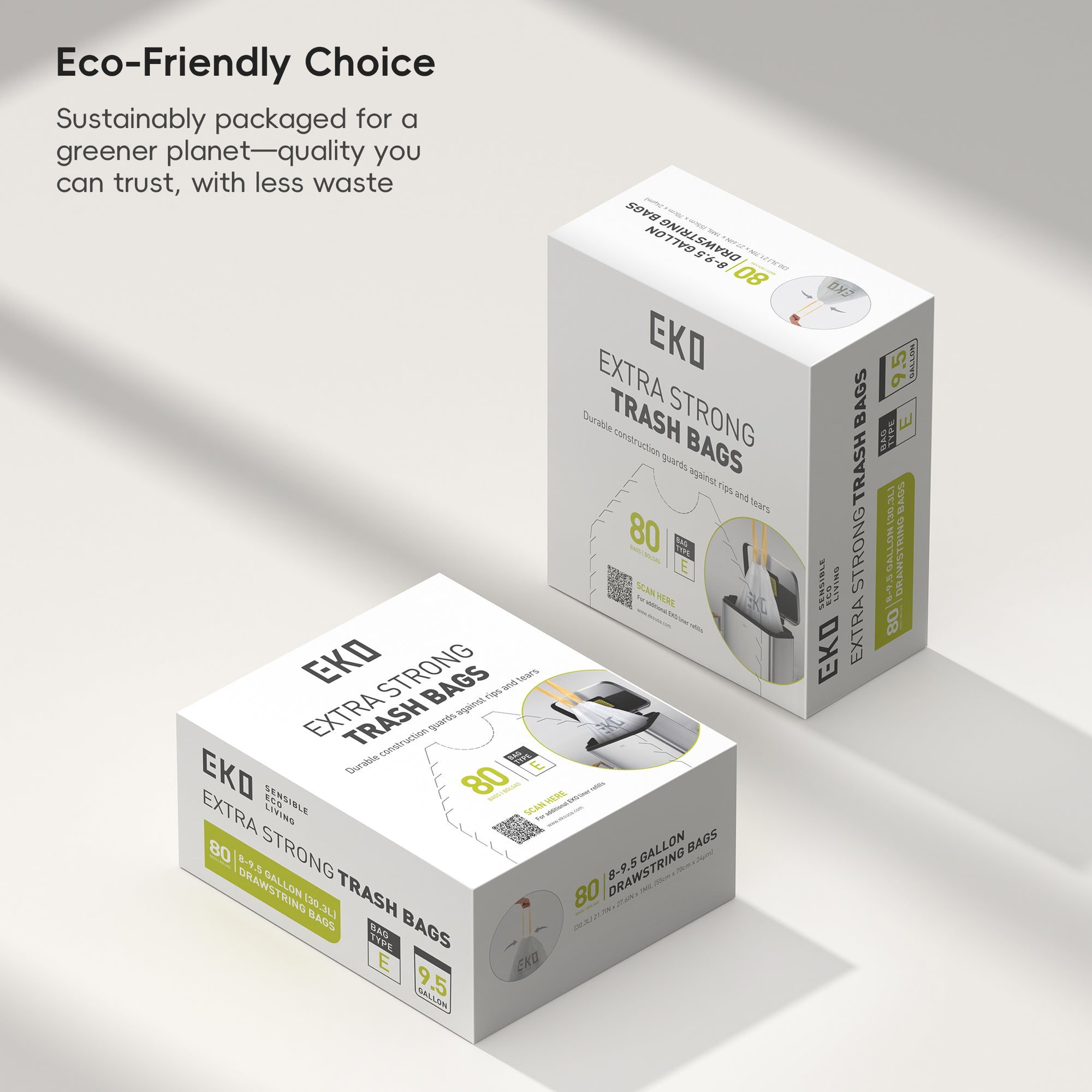 Code E - 8 Gallon Easy-Dispense Roll Trash Bag - 320 Count