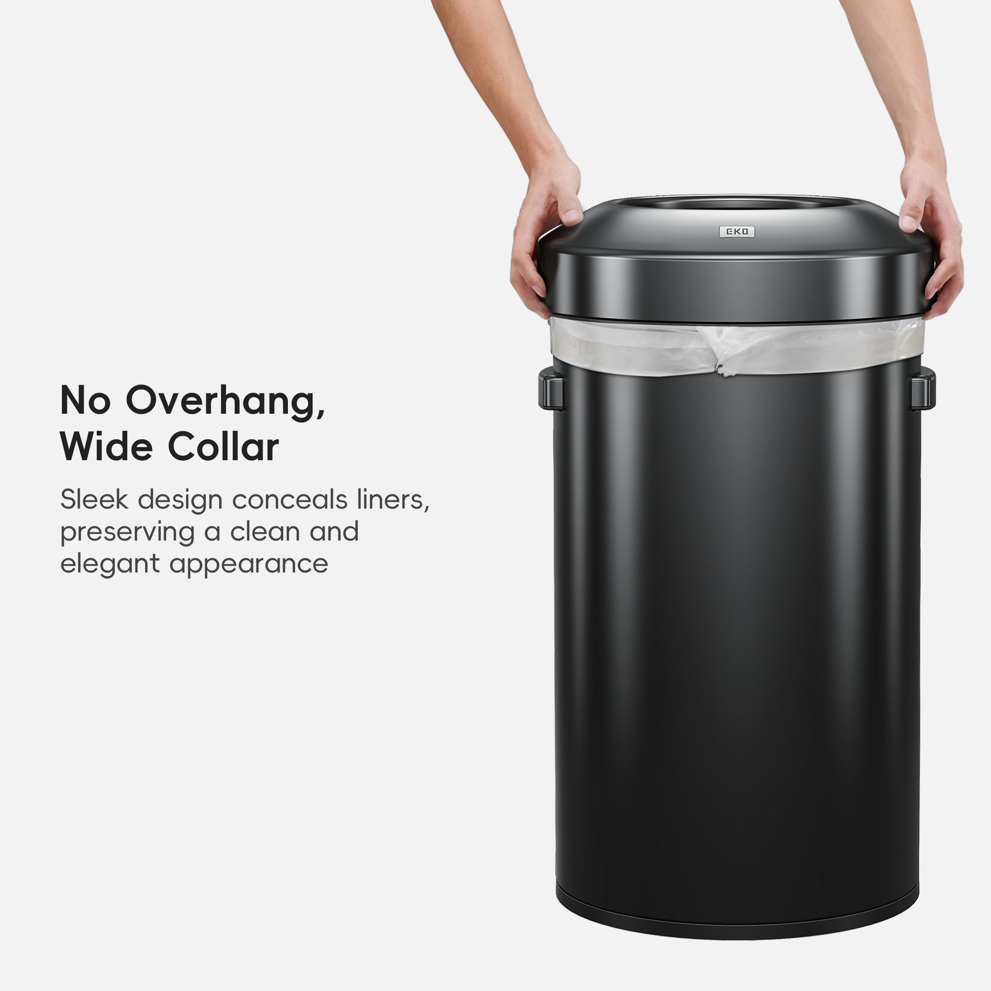 Urban Round Open Top Can Commercial Grade - 60L / 16 Gal - Black Stainless Steel