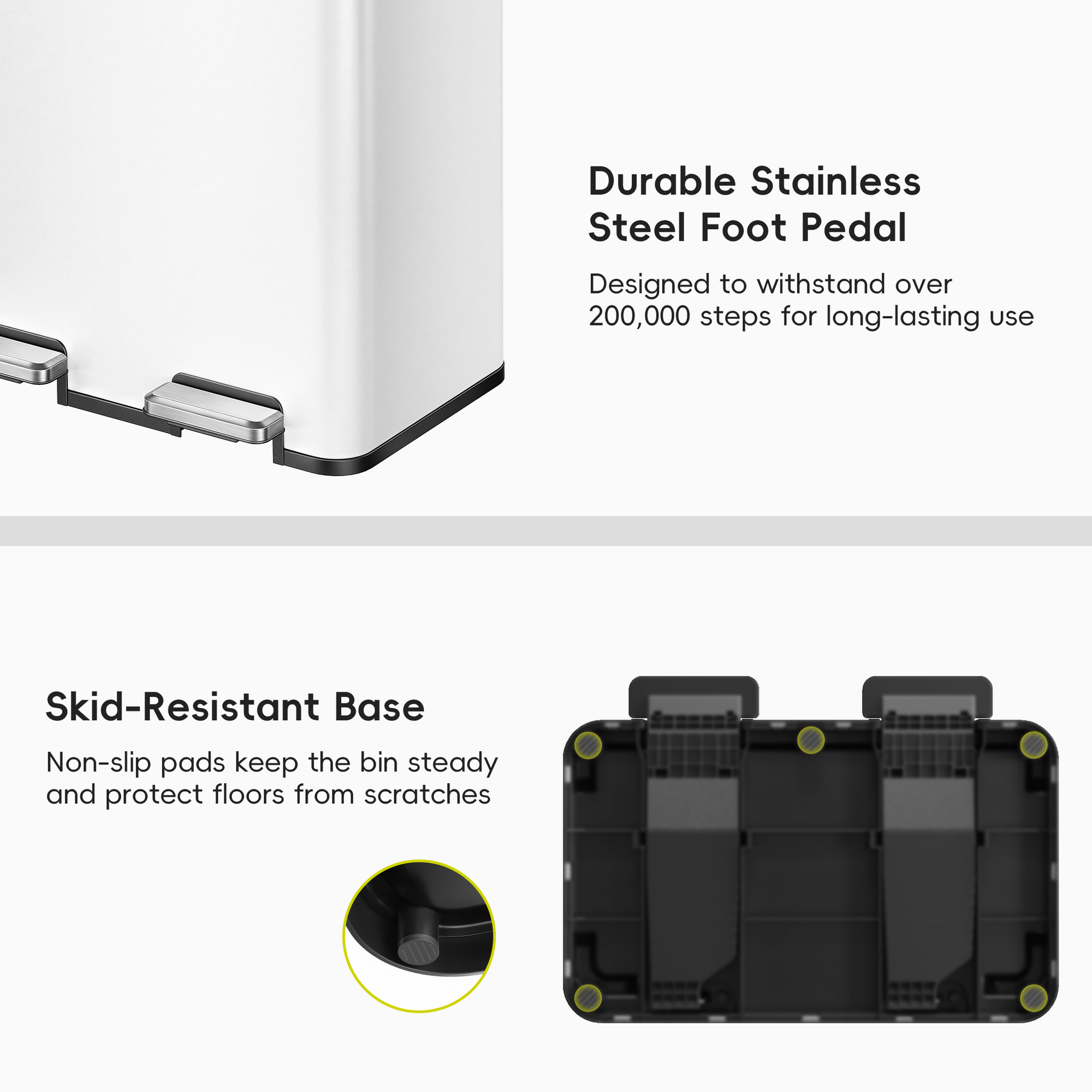 Edison 8+8 Gal Kitchen Trash Can with Dual Removable Liners-Matter White