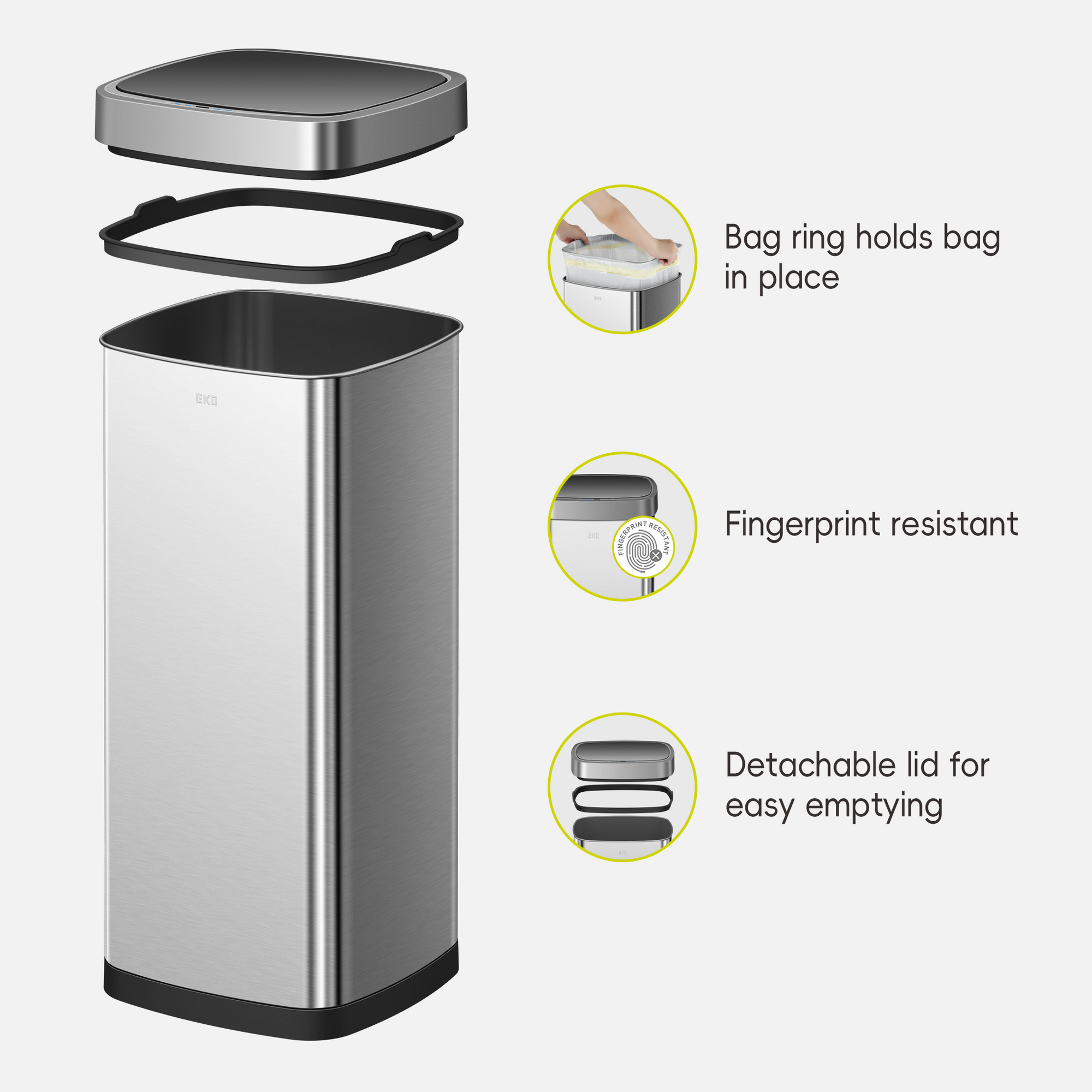 Ecosmart 80L / 21 Gal Motion Sensor Tall and Large Kitchen Trash Can - Stainless Steel