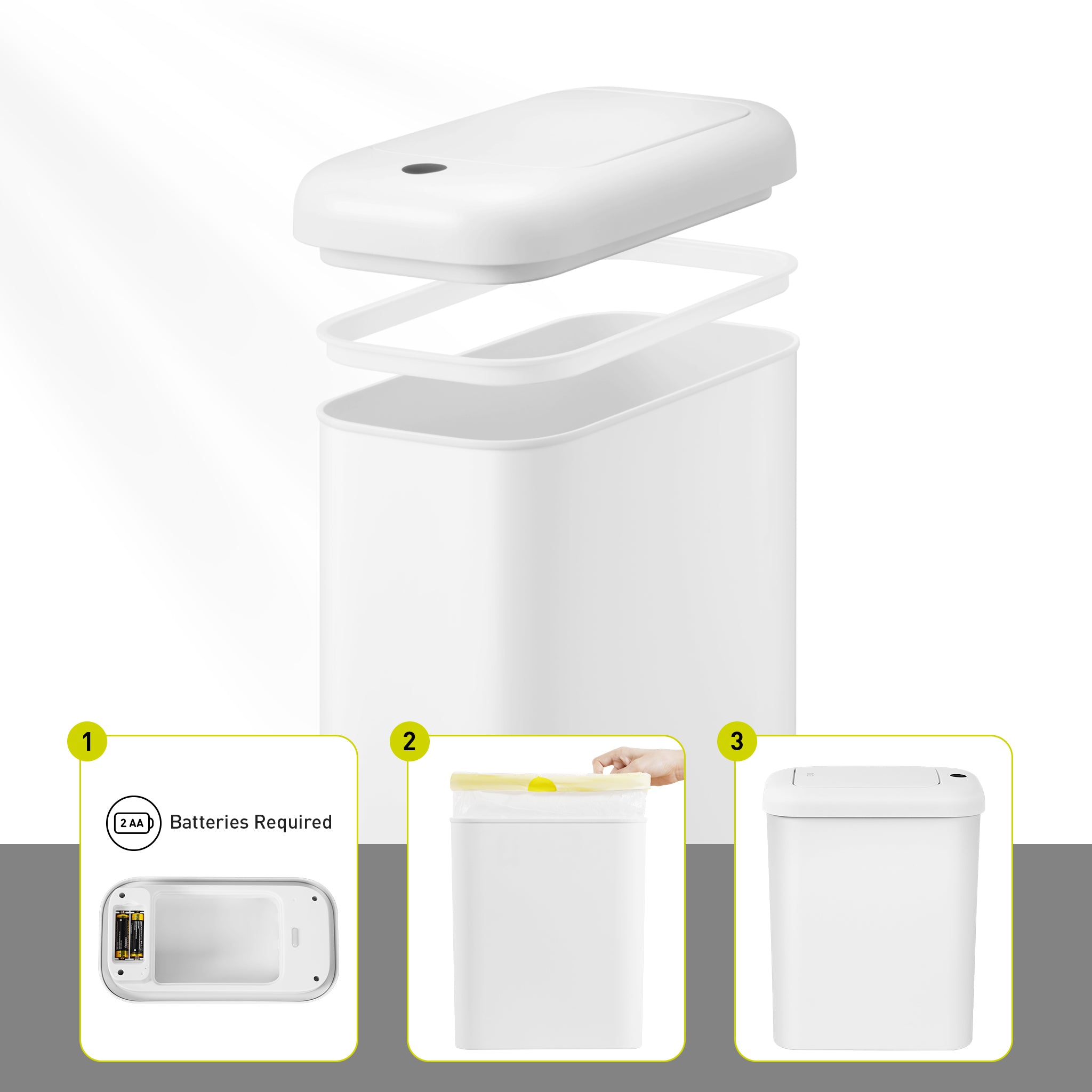 Morandi Slim Bathroom Trash Can - 10L /2.6 Gallon - White – Home