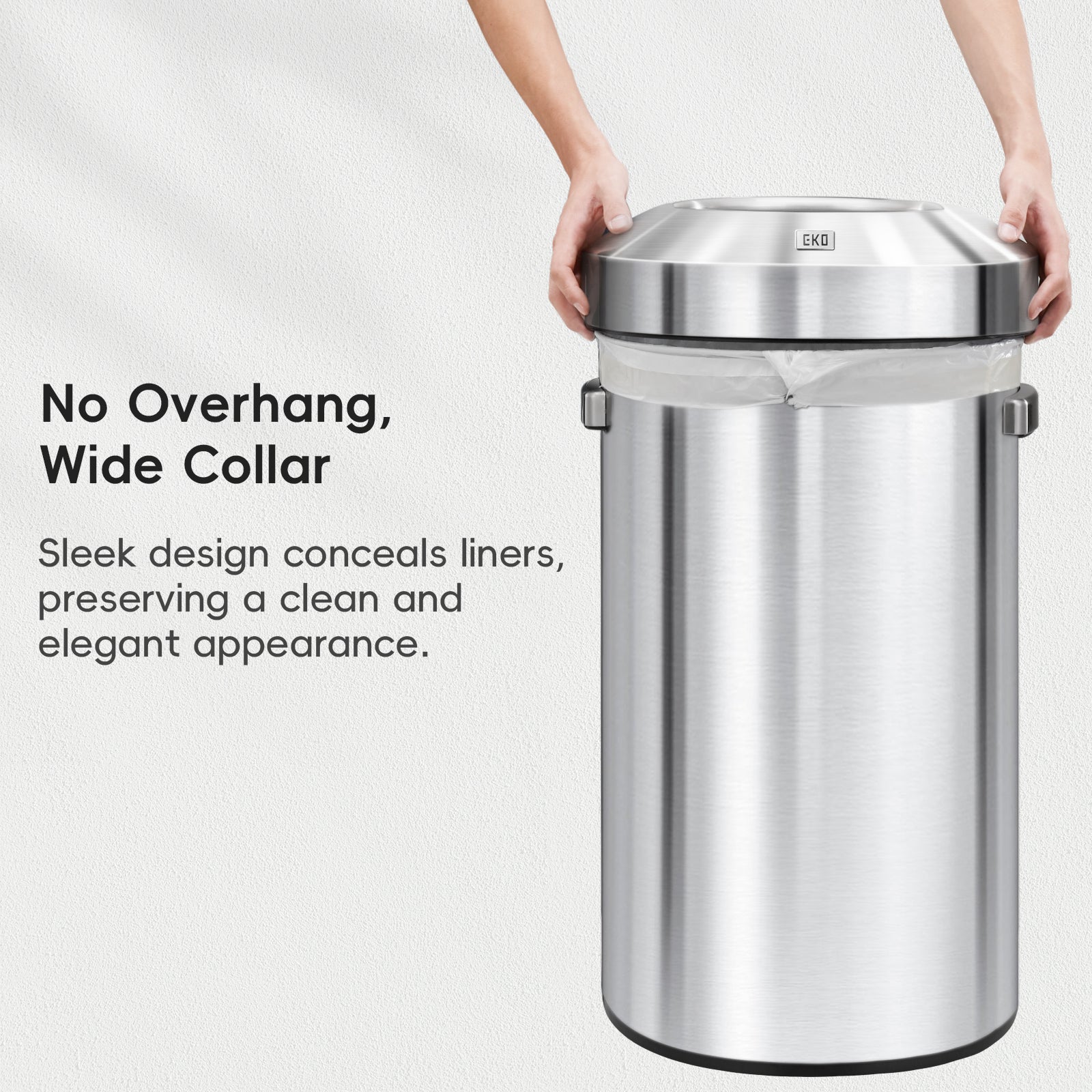 EKO Urban Round Open Top Can Commercial Grade – 90L / 23.7 Gal – No Overhang, Wide Collar