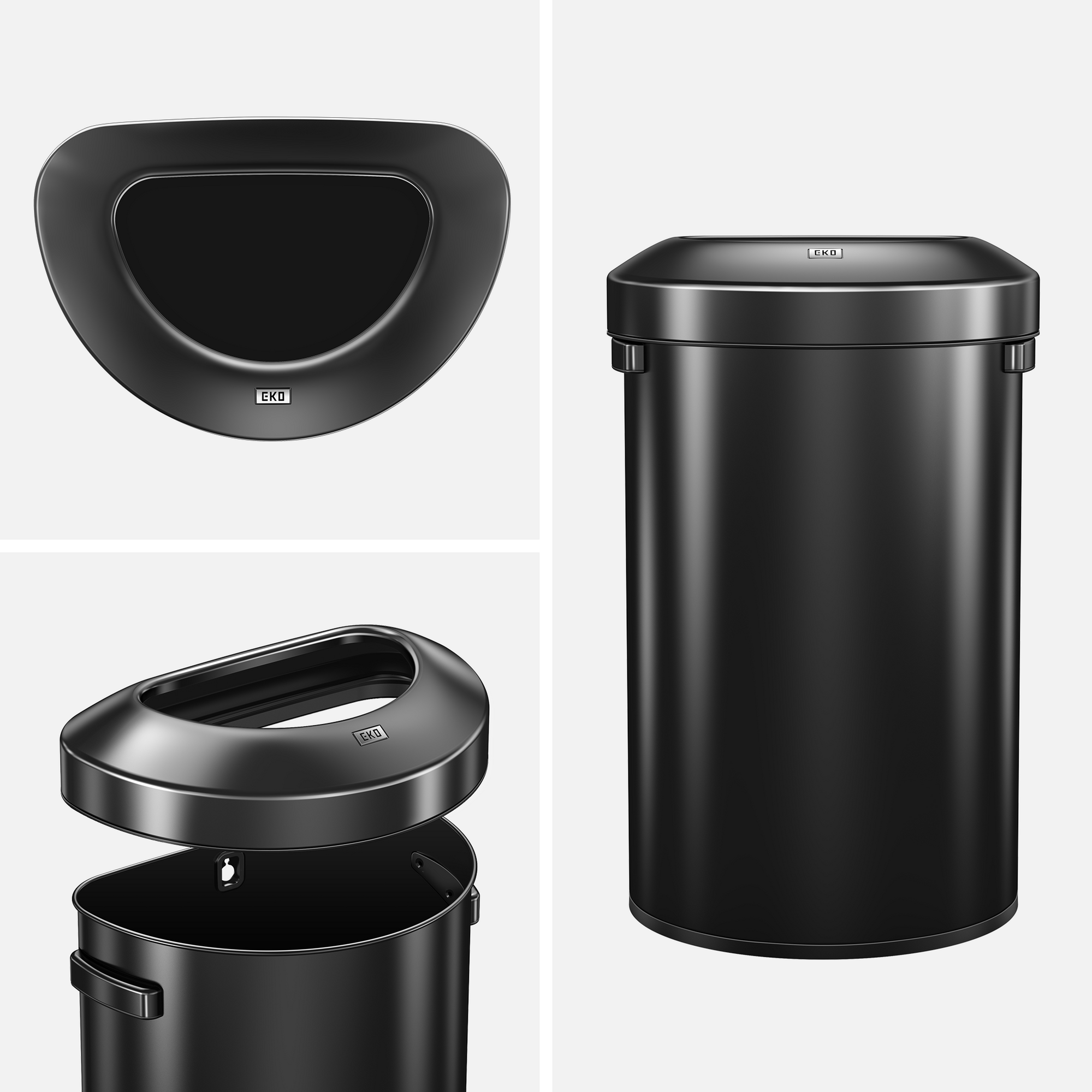 Urban Semi-Round Open Top Can Commercial Grade – 80L / 21 Gal-Matte Black