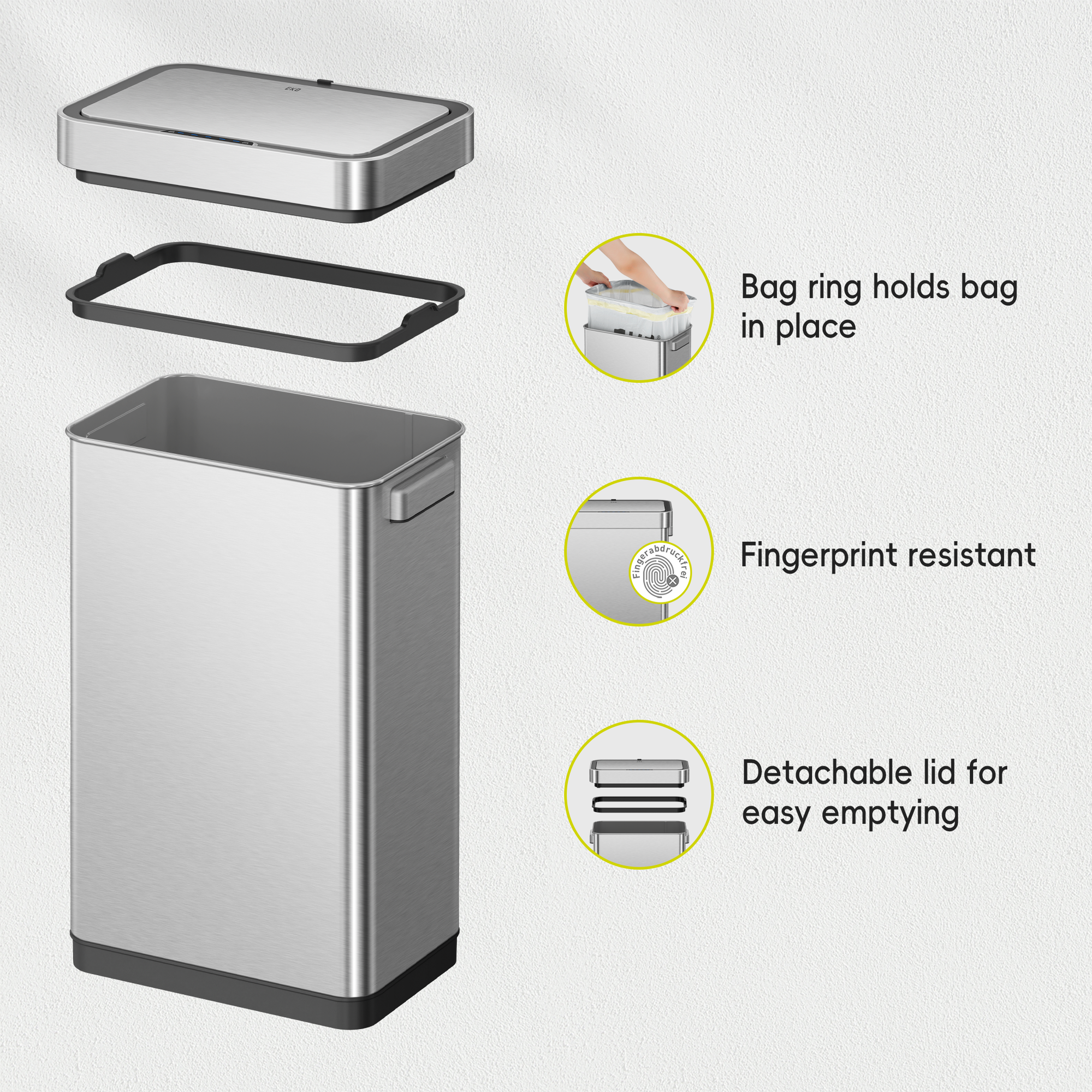 Deluxe Mirage-T Stainless Steel Motion Sensor Can - 50 Liter / 13.2 Gallon