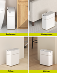 Bono Sensor Bathroom Trash Can with Lid - 8L/2.1 Gallon-White