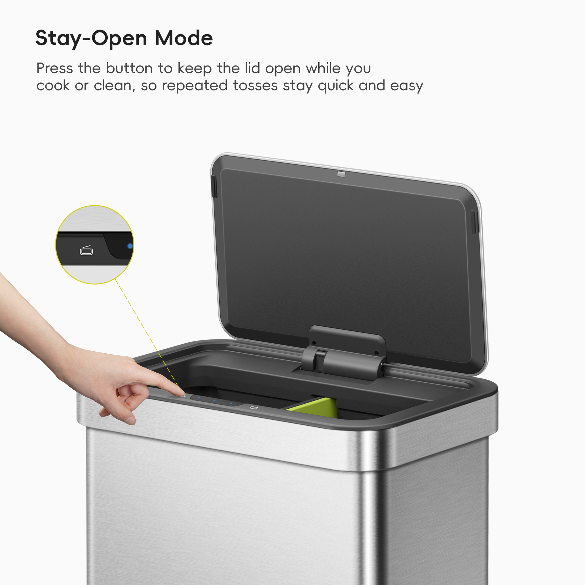 Econova 30L+30L Dual Compartment Motion Sensor Trash Can