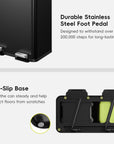 EcoCasa Dual Compartment 30L+20L Step Recycling Can - Matte Black