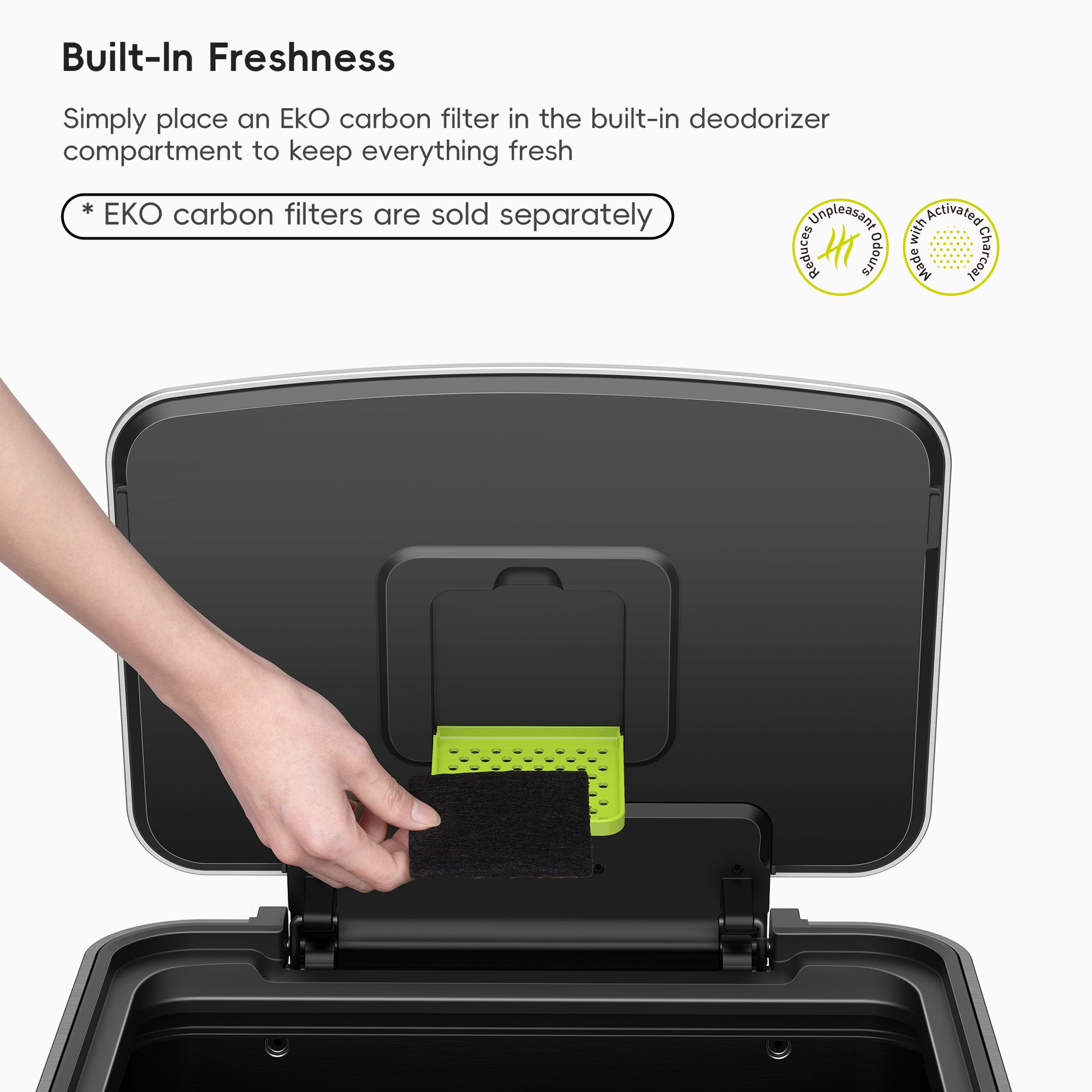 Hudson  50 Liter / 13 Gallon Step Can with Bag Compartment - Matte Black