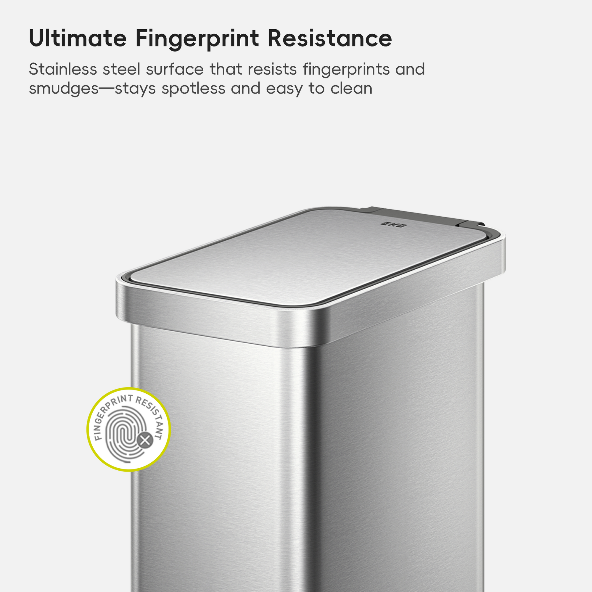 Hudson Slim 50 Liter / 13 Gallon Matte Stainless Steel Step Trash Can with Lid