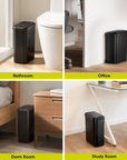 Morandi Slim Bathroom Trash Can - 10L /2.6 Gallon -Black