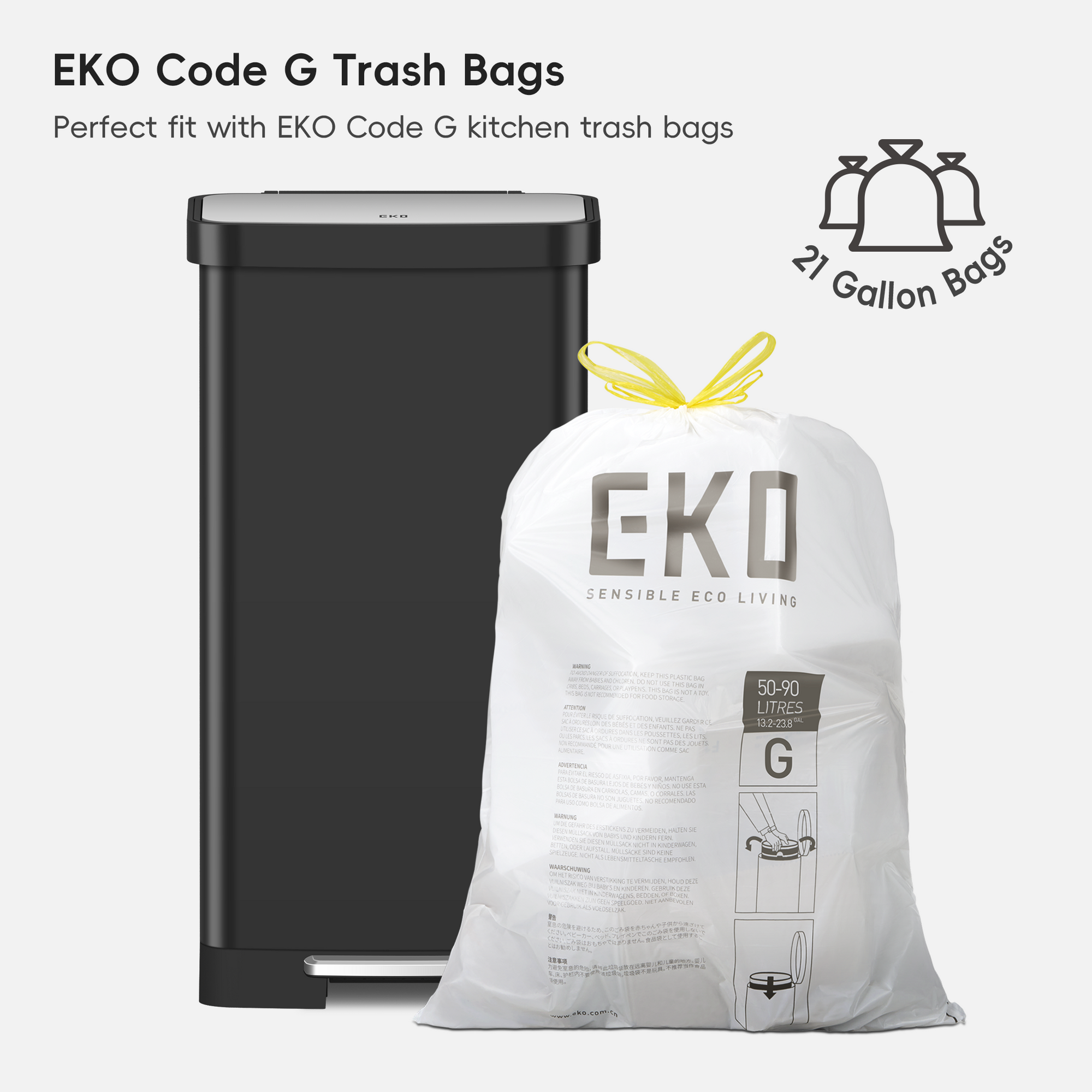 Hudson  75 Liter / 20 Gallon Step Can with Bag Compartment - Matte Black