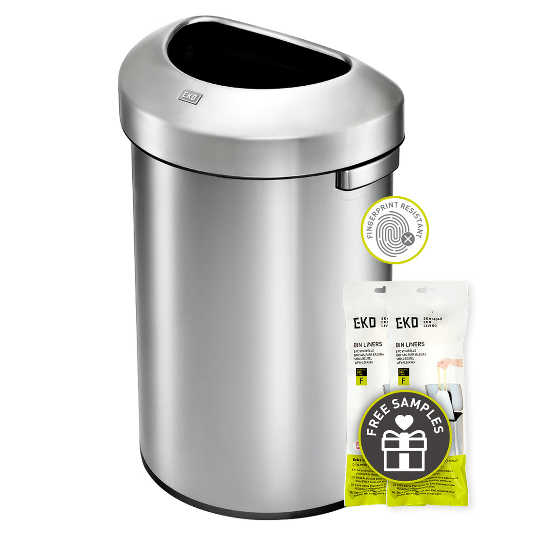 Eternal 15 Gallon Round Open Top Waste Bin, Tall Commercial Trash Can for