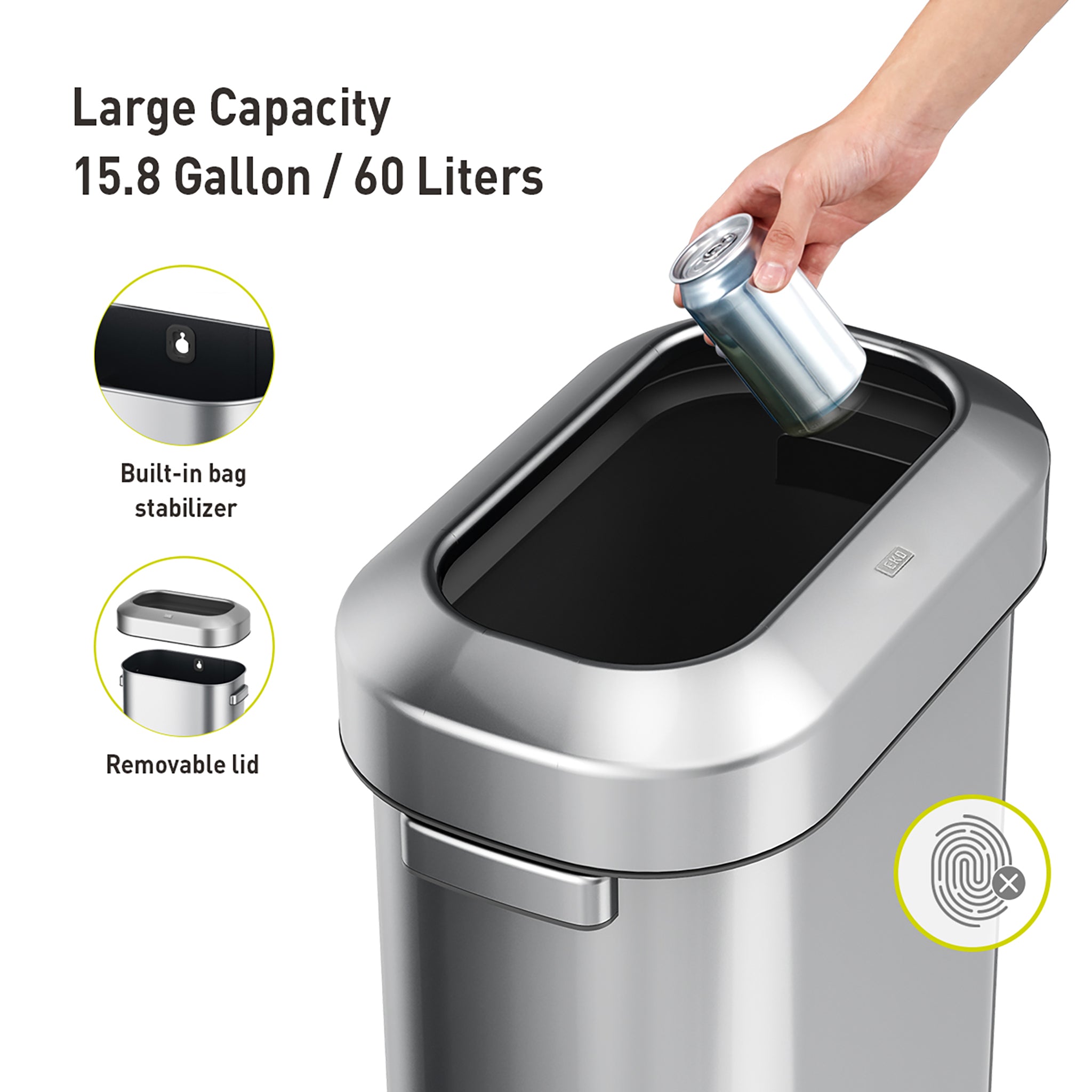 Urban Slim Open Top Can Commercial Grade - 60L / 16 Gal – eko-north-america