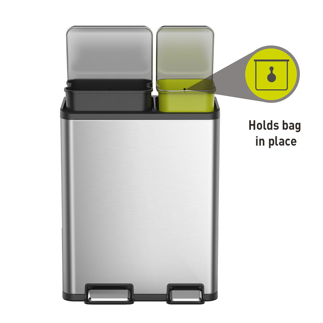 13 Gallon Slim Kitchen Trash Can with Dual Compartments - 50 Liter