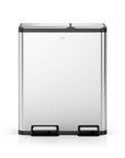 EcoCasa Dual Compartment 30L+20L Step Recycling Can - Stainless Steel