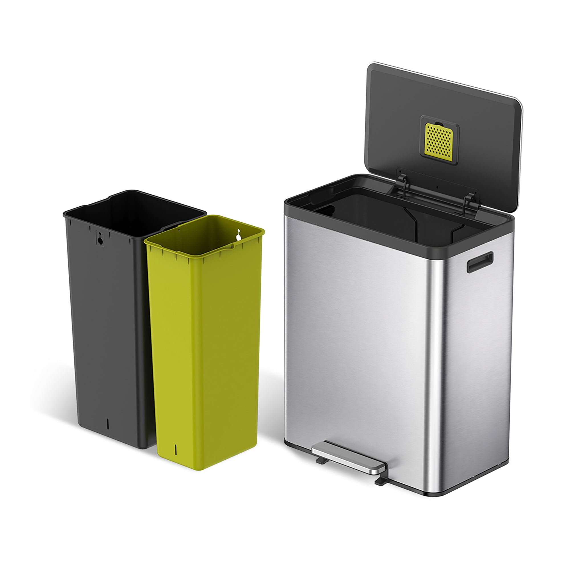 EKO Afvalscheidingsbak Essential - RVS - Mat RVS - 33.8x46.2x59.2cm - 2x20L EKO Afvalscheidingsbak Essential - RVS - Mat RVS - 33.8x46.2x59.2cm - 2x20L