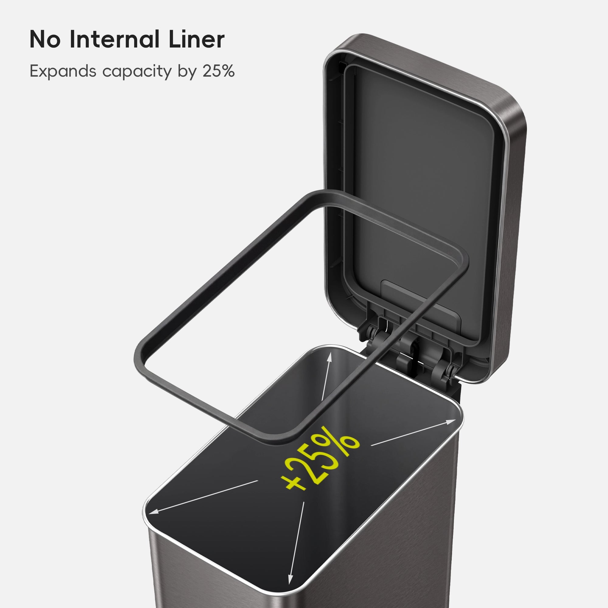 Hudson Slim 13.2 Gal Stainless Steel Step Trash Can-Gunmetal Gray