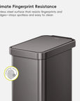 Hudson Slim 13.2 Gal Stainless Steel Step Trash Can-Gunmetal Gray