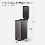 Hudson Slim Step Trash Can, 50 L